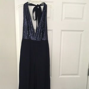 Lulu’s Disco Heaven Navy Blue Sequin Jumpsuit